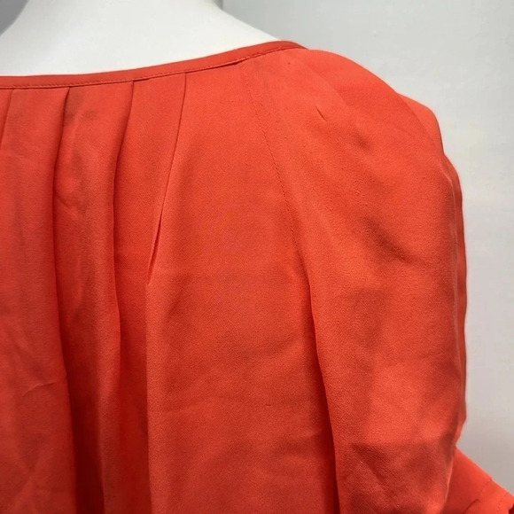 Joie Blouse Top Shirt Short Sleeve V-Neck Tie Bow Pure Silk Chiffon Size Medium - Picture 7 of 12